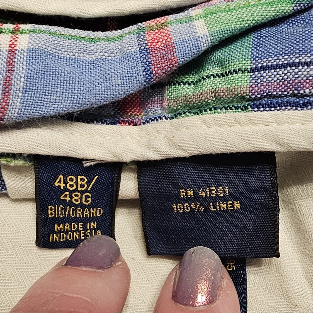 Polo Ralph Lauren 100% Linen Madras Plaid Shorts 48B - Picture 3 of 8